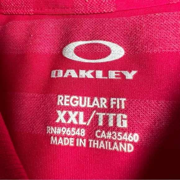 Oakley Men’s Pebble Beach Golf Links Pink Striped Polo Shirt Size 2XL - Picture 6 of 8